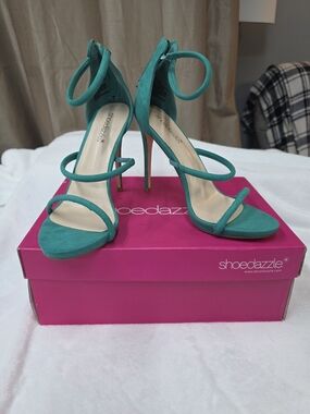 Shoe Dazzle Teal Strappy High Heel Sandals